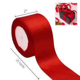 TANG SONG 2" Solid Satin Ribbon 25 Yards Roll for Wedding Details Crafting Projects Sewing Projects Gift Wrapping (ReD)