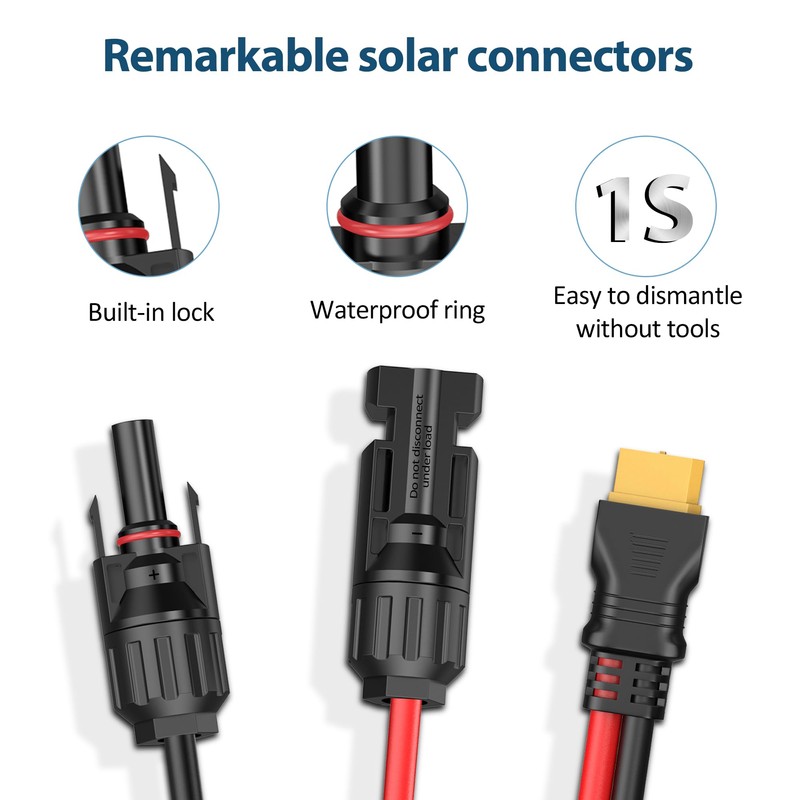 Pixelman Solar Panel Plug to XT60 Charge Cable, 12AWG(6.5Ft) Solar
