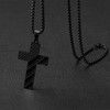 HOFOYA American flag black cross chain necklace with bible verse