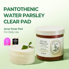 SKINFOOD Pantothenic Water Parsley Clear Toner Pad, Daily Exfoliating Pads for Sensitive Skin, Korean Skincare Sebum Control Face Toner for Trouble Skin, 8.81 oz (60 Pads)