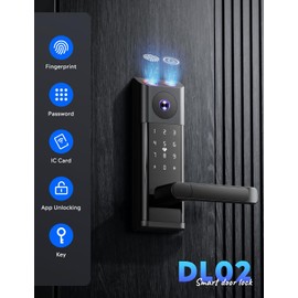 CAMCAMP Smart Door Lock, Keyless Entry Door Lock with Handle,Deadbolt Smart Lock for Front Door,WiFi Video Smart Lock with Camera & Doorbell,12 Months Battery,App Control,2-Way Audio,IP66Waterproof