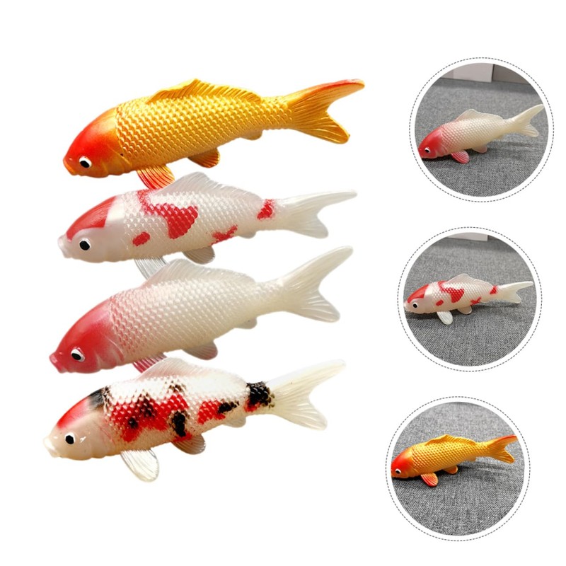 FUNOMOCYA 4 Pcs Artificial Fish Tank Ornaments Decorative Carp Lifelike