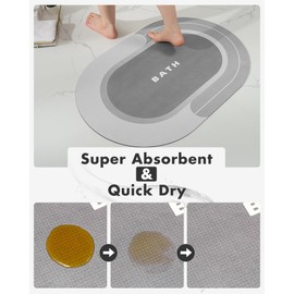 MontVoo Bath Mat-Bathroom Mat Bathroom Rug Absorbent Non Slip Quick Dry Stain Resistant Bath Mat Rug for Bathroom Floor Bathmat-Easy Care Shower Rug for Outside Bathtub Shower Room-24"x35" Grey