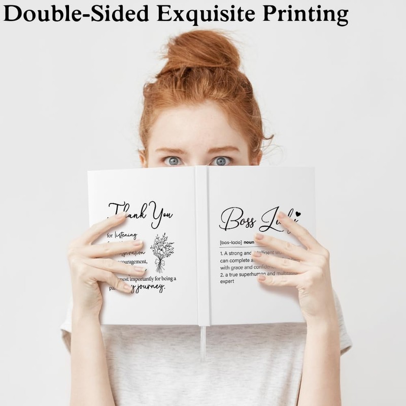 XQLZY Funny Lady Boss White Hardcover Journal, Double-Sided 160 Blank