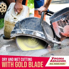 Virginia Abrasives 425-06321 - 1pc 14" Multi-Gold Premium Multi-Purpose High Speed Diamond Blade - Wet/Dry Concrete Diamond Blade, Precision Tools for High Speed Saws - (14" x .125" x 1"/20mm)