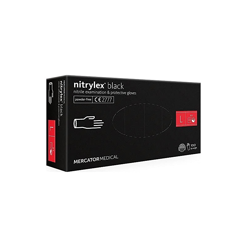Mercator Medical 100 x Nitrile Powder Free Gloves - Black