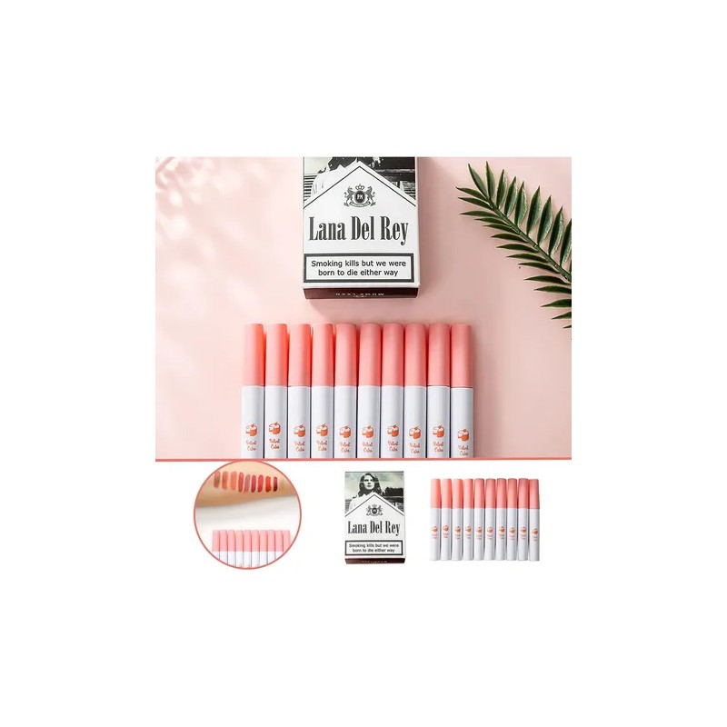 10pcs Labiales Lana Del Rey Juego De Lápiz Labial Mate