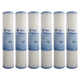 Tier1 30 Micron 20 Inch x 4.5 Inch | 6-Pack Pleated Polyester Whole House Sediment Water Filter Replacement Cartridge | Compatible with Pentek R30-20BB, 155430-43, SPC-45-2030, Home Water Filter