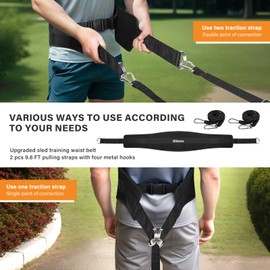 Bilbear Sled Pulling Belt,Adjustable Sled Training Waist Belt,Belt for Pulling,Weight Sled Pull Belt for Tire Pulling,Squat,Leg Muscles Strength Training,Resistance Training,Core Power Workout (Black)