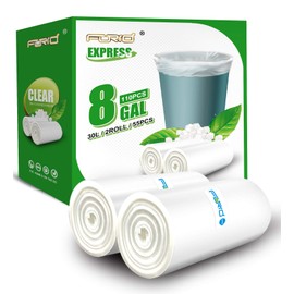 FORID Clear Trash Bags, 8 Gallon Garbage Bags, Wastebasket Bin Liners 110 Count Plastic Trash Bags for Bathroom Bedroom Office Garbage Can 30 Liters - Durable & Thick Trash Bag - Medium