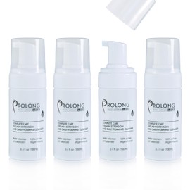 Prolong Lash Eyelash Extension Shampoo & Brush - Gentle Foaming Cleanser For Eyelashes & Extensions - Vegan, Paraben & Sulphate Free, Salon or Home Use - 100 ml (4 pack)
