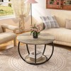 GreenForest Round Coffee Table with 2-Tier Open Storage, 27.6 inch