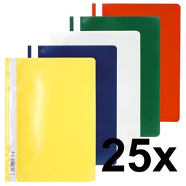 Exacompta - Ref. 449225B - Pack of 25 slatted presentation folders - standard quality PVC cover - label over the entire height of the folder - metal slats - assorted colors