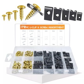 OTUAYAUTO 170PCS Car U Clips with Screw Assortment Kit - 85 Pcs Cross Head Mo...