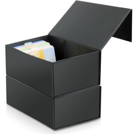 4X6 Index Card Holder, Index Card Storage Box 4 x 6 Inches, Fits 2400 Flash Cards - 2 Pack, Black
