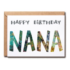 EruditeGifts Happy Birthday Nana - Modern Alphabet Letter Print Multicolor Birthday Card