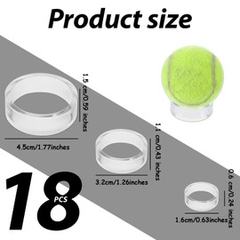 18 Pcs Plastic Sphere Stands Round Baseball Stands Clear Acrylic Single Egg Display Rings Small Medium Large Easel Stand Holder for Deco Eggs Crystal Balls Golf Softball Tennis Spheres Marbles