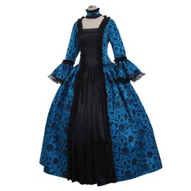 1791's lady Women's Victorian Rococo Dress Inspration Maiden Costume Blue M
