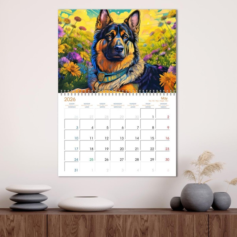 German Shepherd - Artwork (Monthly Wall Calendar 2026 16.5" x
