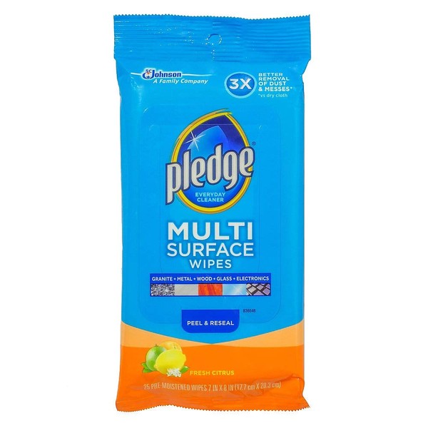 Pledge Multi Surface Everyday Wipes, 25 each