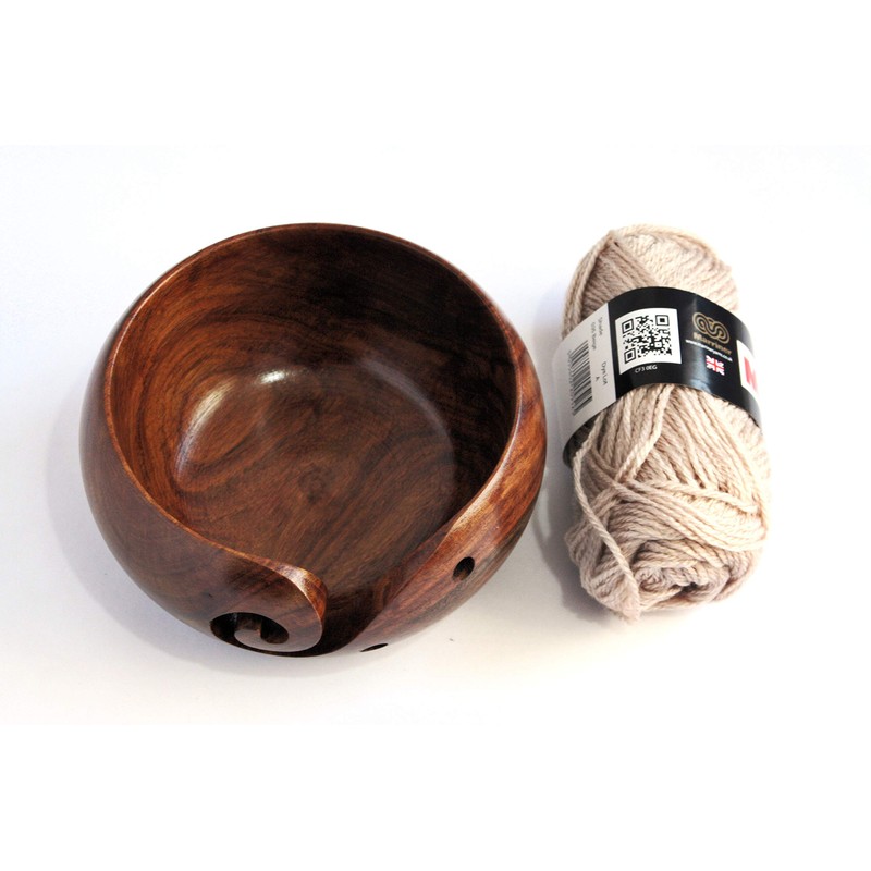 Rose Wood Yarn Bowl - 6" x 3" with Free