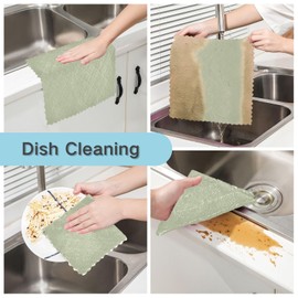GOODOLD Kitchen Dish Cloths for Washing Dishes 6 Pack - 11"x11" Sage Green Solid Ultra Soft Absorbent Dishcloths, Fast Drying Nonstick Oil Dish Cloths