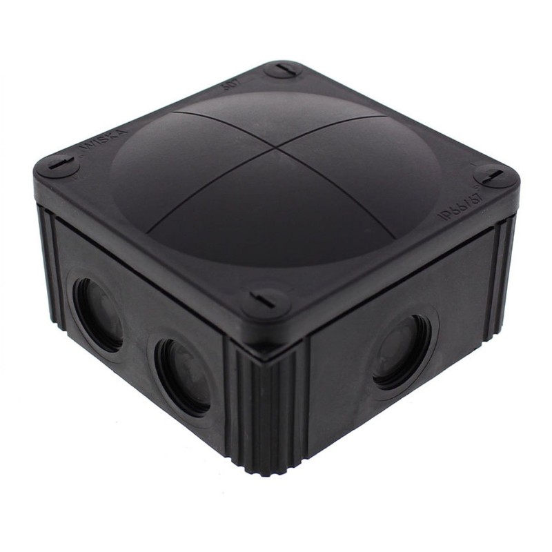 Wiska 10110872 Combi 607 Junction Box, 110x110x66mm, Black, 3 x
