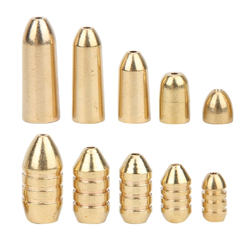 138 pcs Fishing Lure Baits Hook Copper Color Sinkers Weights