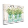 Stupell Industries Country Welcome Sign Greenery Bouquets Blue Jars, Designed
