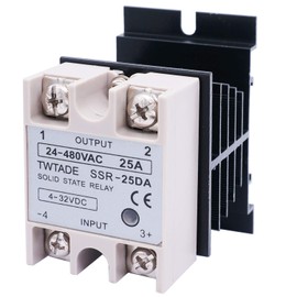 TWTADE SSR-25 DA 25A DC 3-32V to AC 24-480V Solid State Relay + Heat Sink
