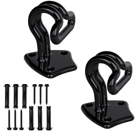 Heavy Duty Hammock Hooks & Swing Hanging Kit 1100LB Capacity - Ceiling Hooks for Porch Swing, Hammock Chair, Yoga Swing - IncludesMounting Hardware, Anchors - Indoor/Outdoor Use (2, Black)