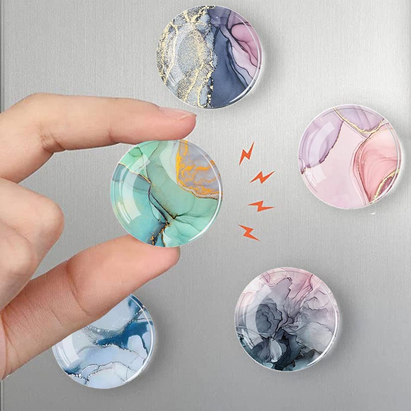 Glass Fridge Magnets, 12Pcs Marble Texture Crystal Refrigerator Glass Magnets
