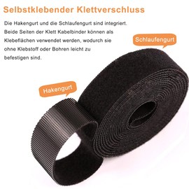 5 m Velcro Cable Ties, 50 mm Wide Cable Ties, Black Velcro Tape, Resealable Velcro Tape, Velcro Cable Ties for Cable Organiser, Cable Management, Cable Ties Tape, Black