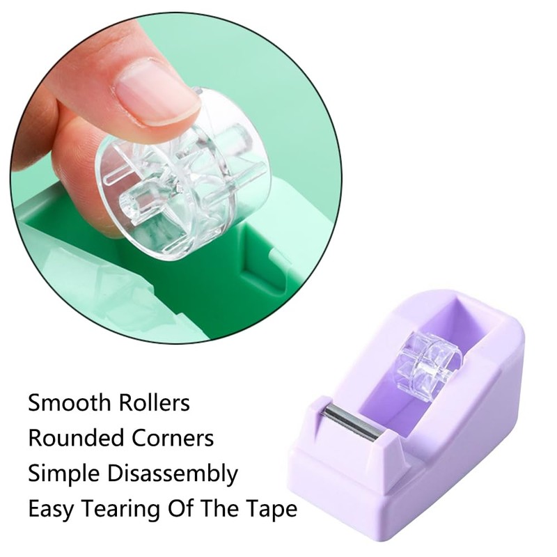 Tape Dispenser, Green Mini Sticky Tape Roll Cutting Tool Refillable
