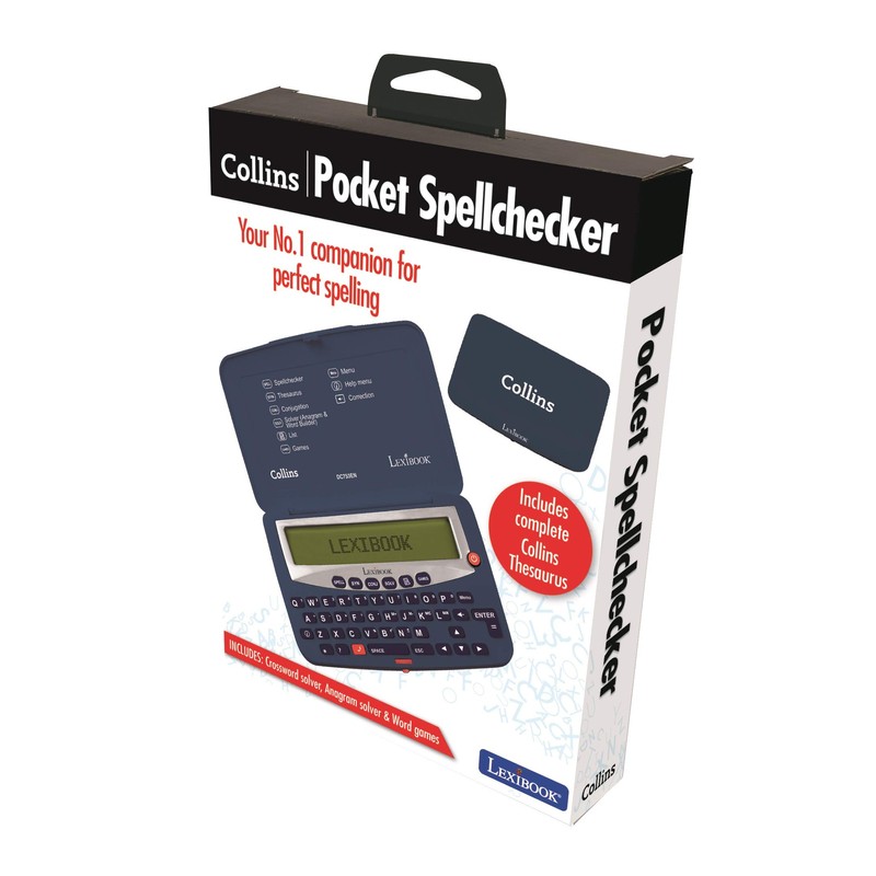 Lexibook - Collins Electronic Pocket Spellchecker with Battery, Blue/White, DC753EN