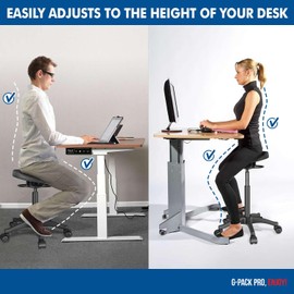 G-PACK PRO Round Rolling Stool – Swivel Stool with Wheels – Height Adjustable Drafting Stool with Wheels for Spa, Salon, Shop, Home, Office - Adjustable Height from 24" to 34" – Black