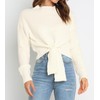 Okiwam Women's Long Sleeve Cropped Sweaters Casual Knit Pullover Tie