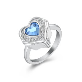 AIWENXI Heart Cremation Rings for Ashes Heart Shape Birthstone Urn Rings for Men Women Memorial Pet/Human Ash Holder Ring Memorial Jewellery, Stainless Steel, No Gemstone