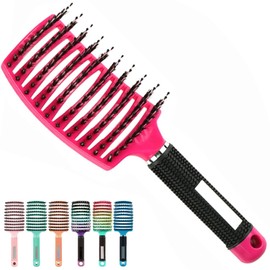 Pop Magic Detangling Hair Brush, Detangle Hair Brush for Women and Kids, Paddle Boar Bristle Detangler for Blow Drying, Wet Hair, Long, Thick Curly Afro Hair (Rose)