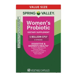 Probiotics for Women Capsules, Dietary Supplement 1 Billion CFUs - Digestive Health by Spring Valley (60 Capsules - Pack of 1) - Set by Basket Goods