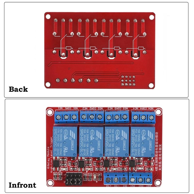 XUGERIP 2 PCS 5V 4 Channel Relay Module with Optocoupler