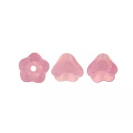 Czech 50 Transparent Light Milky Pink Czech Glass 6x4mm Baby Bell Cone Flower Beads