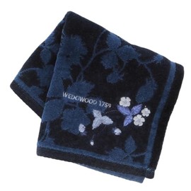 Wedgwood 138857-0003-03 Towel Handkerchief, Strawberry, Ink Blue, Embroidered (Navy) Women's Towel, Hand Towel, Approx. 11.0 inches (28 cm)