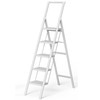 SOLADDER 5 Step Ladder, Folding Step Stool, White Foldable Iron