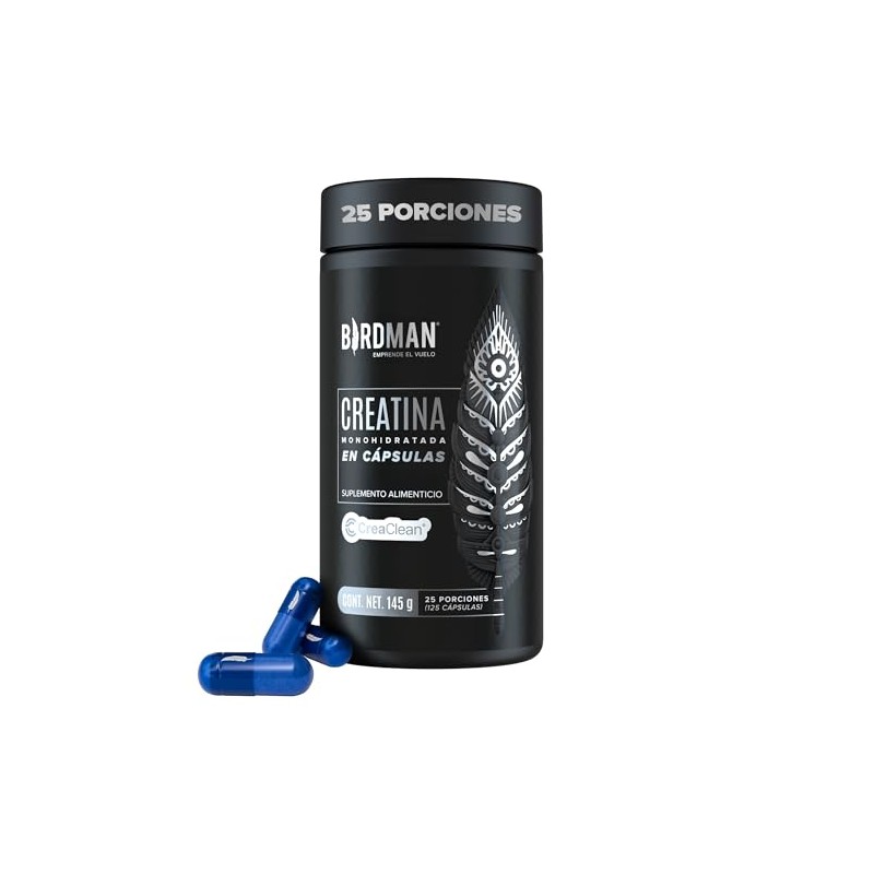 Birdman Creatina Monohidratada Alta Pureza Cápsulas Pre Workout Post Cafeína