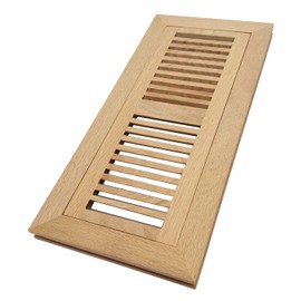 Homewell White Oak Wood Floor Register Vent, Flush Mount with Frame, 4x12 Inch, Unfinished