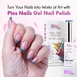 UV Gel Nail Polish - Quick Dry & Highly Pigmented Gel Nail Art Polish - UV-Led Gel Liner Nail Art Lovers Adore - Gel Liner Nail Polish for Precise Lines - Light Blue Glitter Gel Polish by Pics Nails