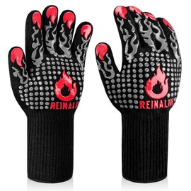 Reinalin Barbecue Gloves, Heat Resistant up to 800°C, Oven Gloves, Oven Gloves, Fireproof Gloves, BBQ Gloves, Cooking Gloves, Oven Gloves (L/XL/XXL, Grey)