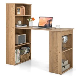 48-Inch Computer Desk with 4-Tier Bookcase and CPU Stand Includes Convenient Storage Solutioncolor: Natural1