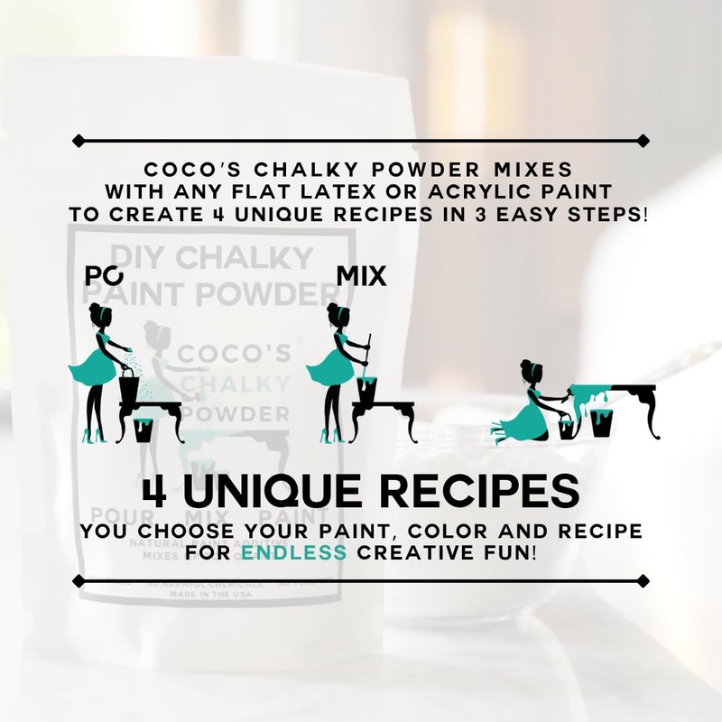 Coco's Chalky Powder Paint Additive, Non-Toxic, 4 Recipe Types, Quart
